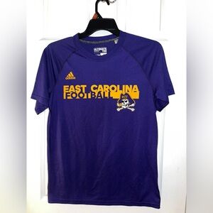 adidas Purple East Carolina Football Short-Sleeve Tee with Yellow Graphics
